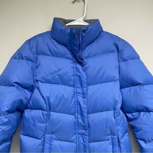 LL Bean Womens Blue Full Zip Puffer Down Filled Jacket Size Small